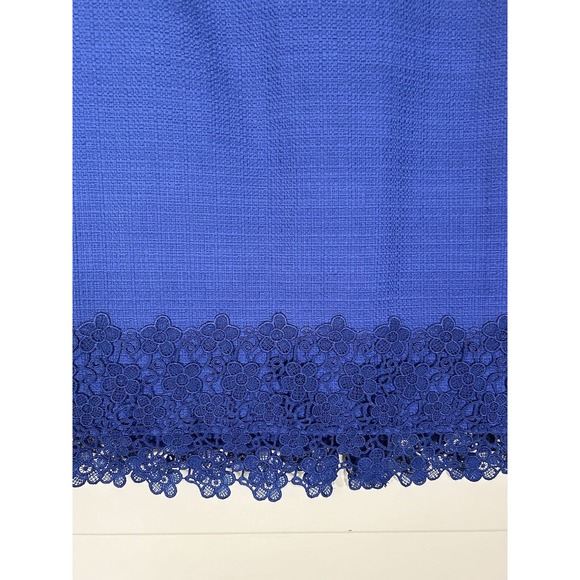 Talbots Women’s Blue Floral Lace Trim Cotton Pencil Skirt Size 12 - Picture 2 of 8